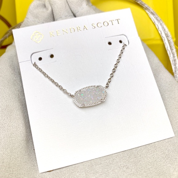 New Kendra Scott Elisa Silver Iridescent Drusy - Picture 2 of 7